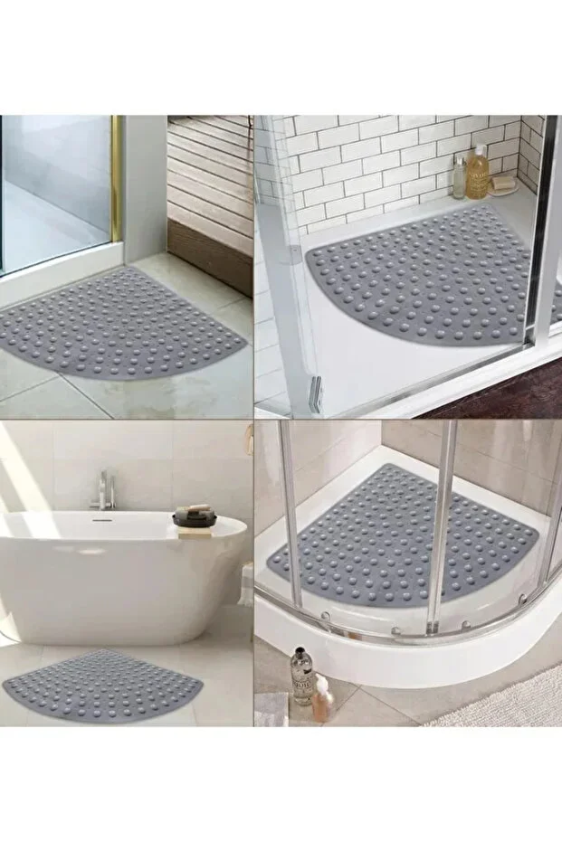 Banyo Paspası Köşe Duş Vantuzlu Gider Delikli Vakumlu Duşakabin Kaymaz Duş Ve Küvet Için 54x54 Cm